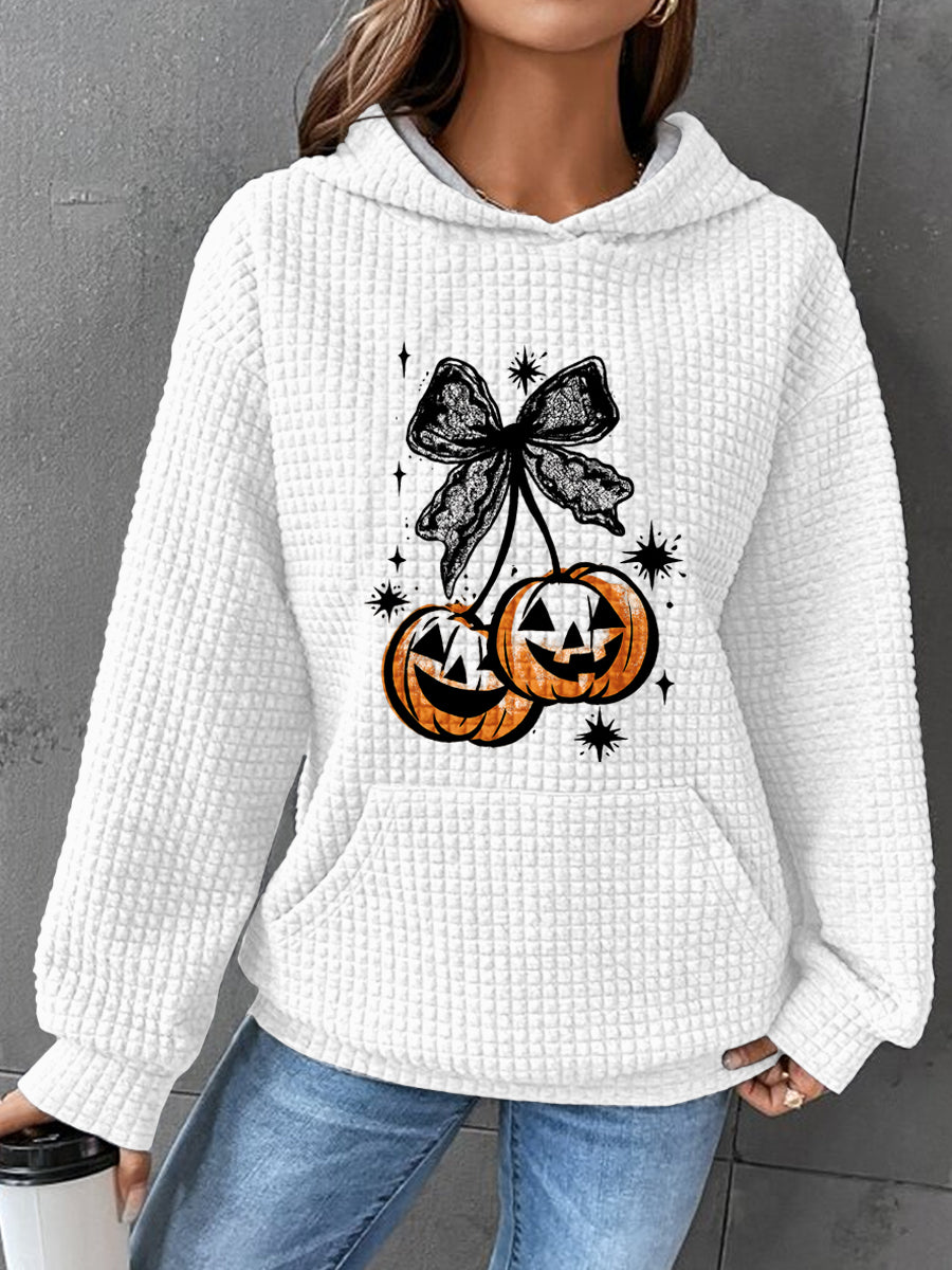 Halloween Art Waffle Print Casual Sweatshirt