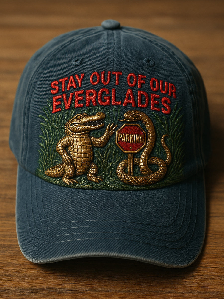 Vintage Alligator Alcatraz Fun Florida Everglades Art Casual Print Hat