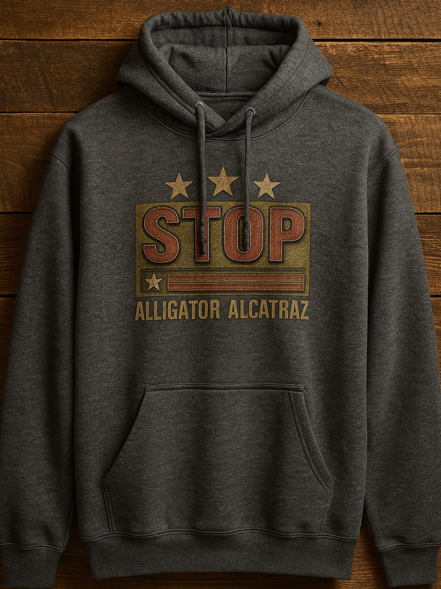Vintage Alligator Alcatraz Fun Florida Everglades Art Print Casual Hoodie