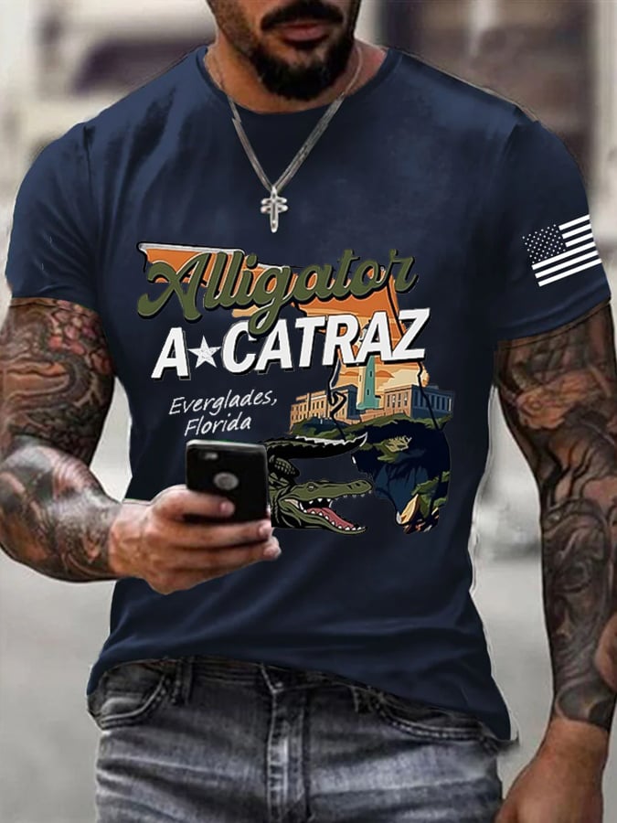 Men's Alligator Alcatraz Ice Print T-Shirt