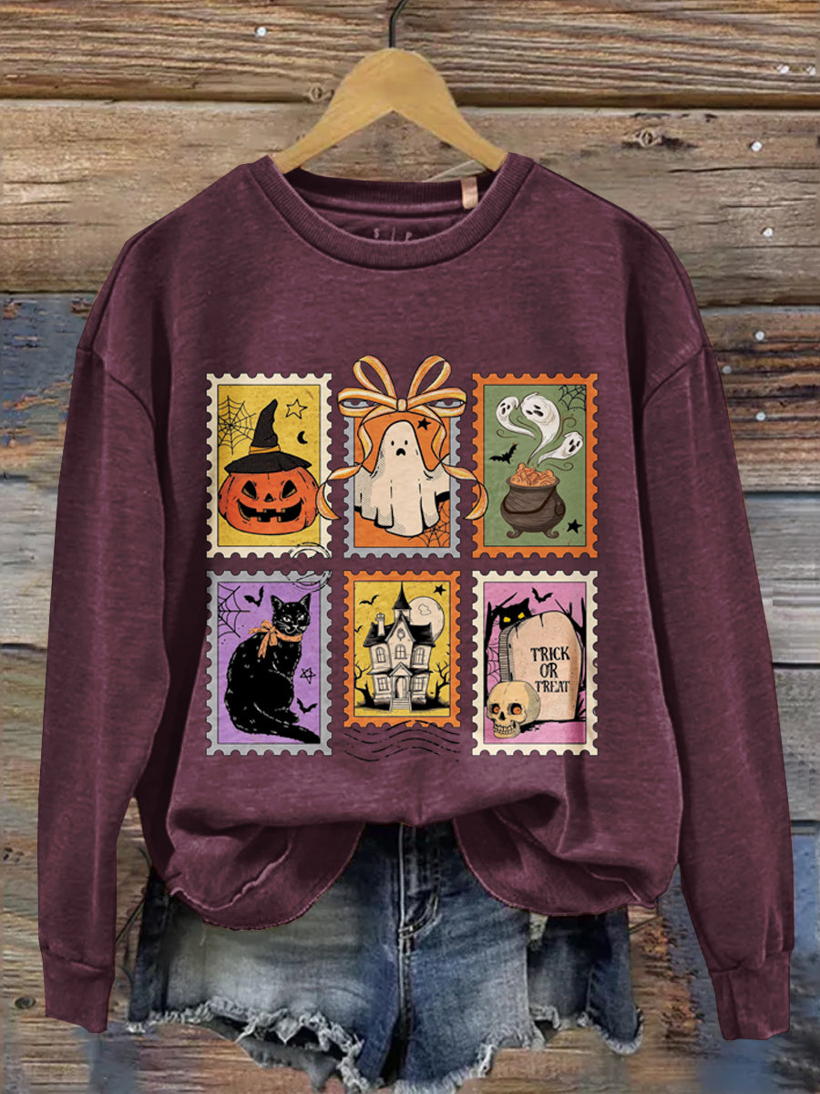 Halloween Art Print Casual Long Sleeve Sweatshirt