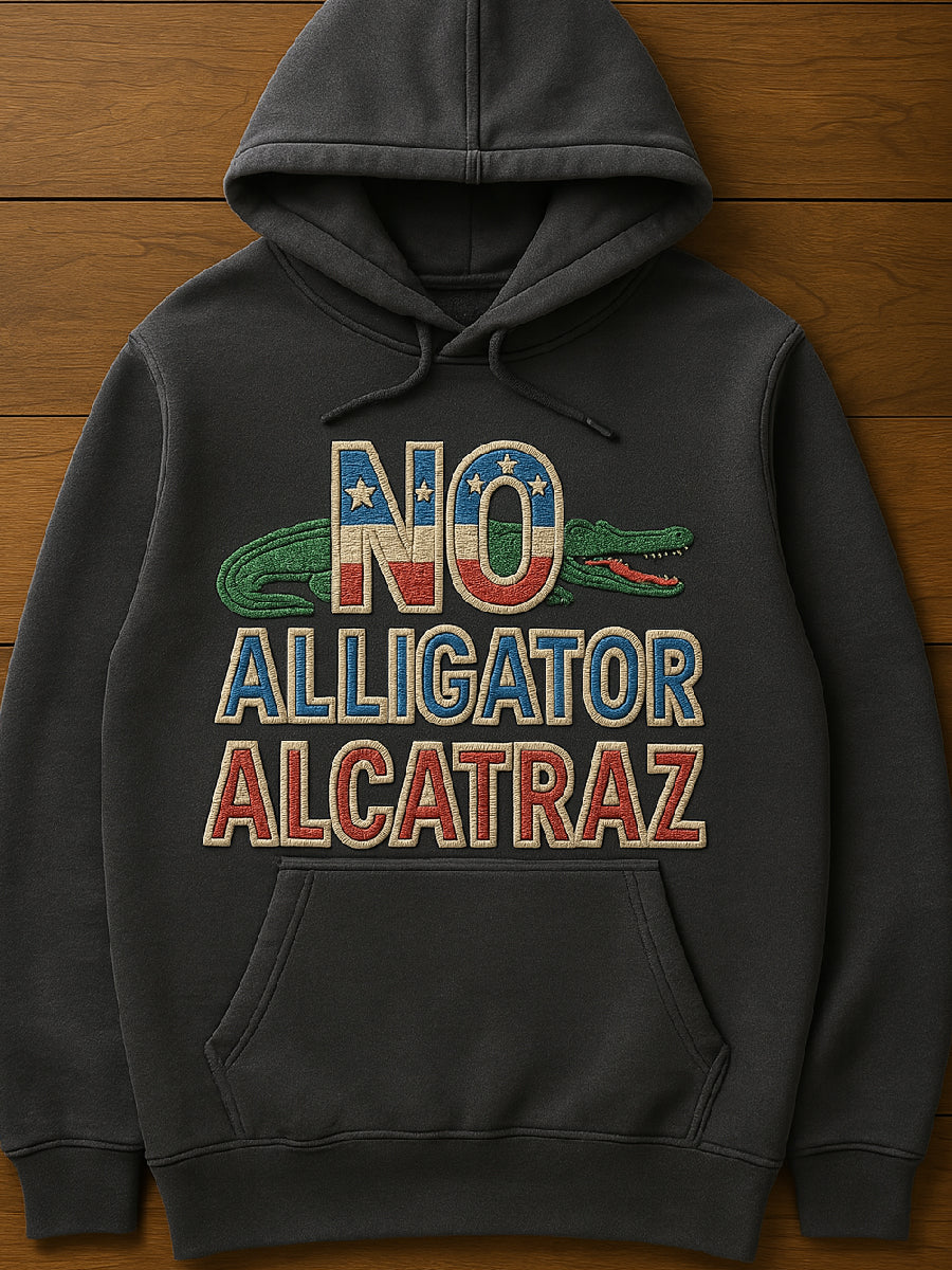 Vintage Alligator Alcatraz Fun Florida Everglades Art Print Casual Hoodie