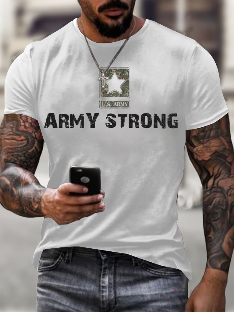 Men's USA ARMY Strong Printing T Shirt