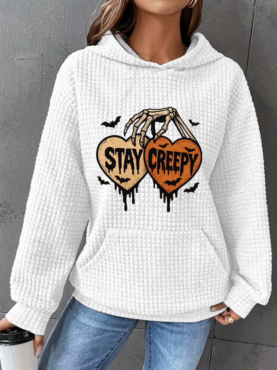 Halloween Art Waffle Print Casual Sweatshirt