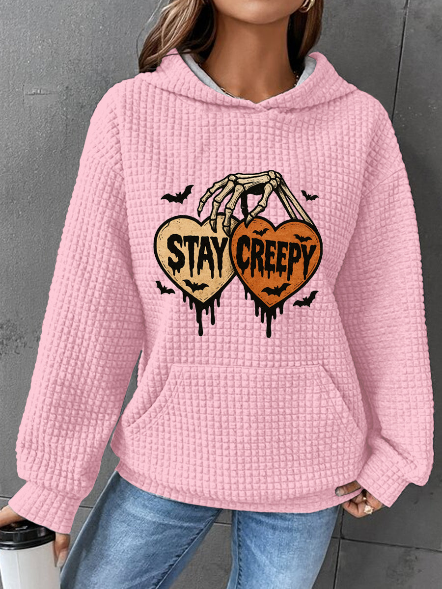 Halloween Art Waffle Print Casual Sweatshirt