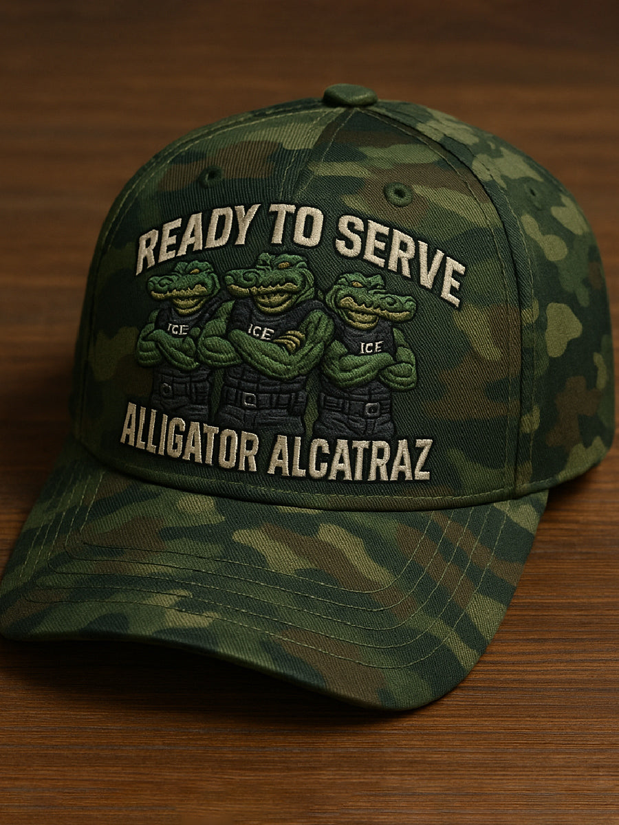 Vintage Alligator Alcatraz Fun Florida Everglades Art Casual Print Hat
