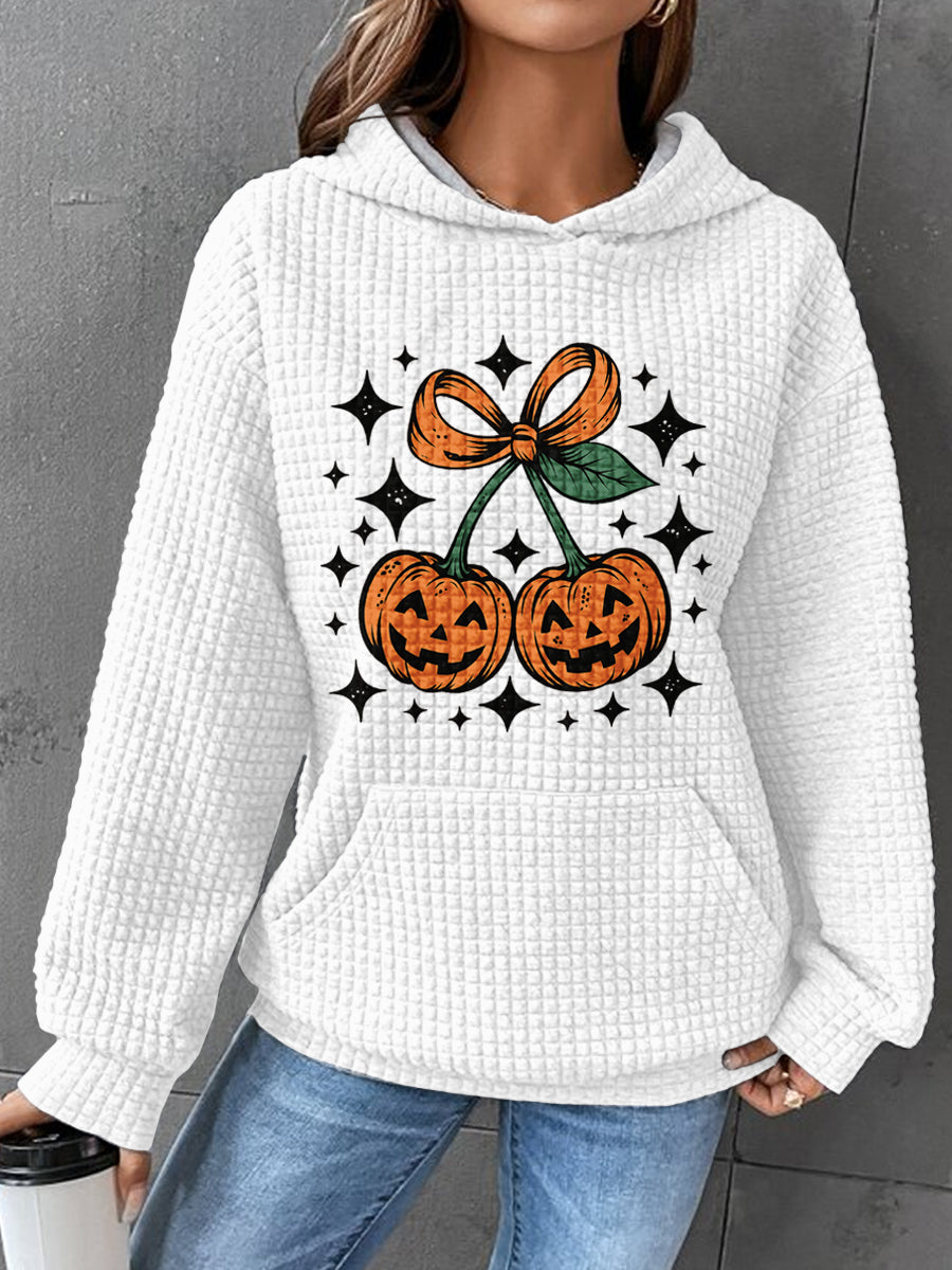 Halloween Art Waffle Print Casual Sweatshirt