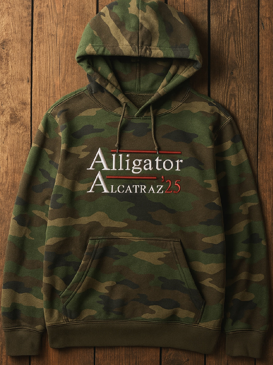 Vintage Alligator Alcatraz Fun Florida Everglades Art Print Casual Hoodie