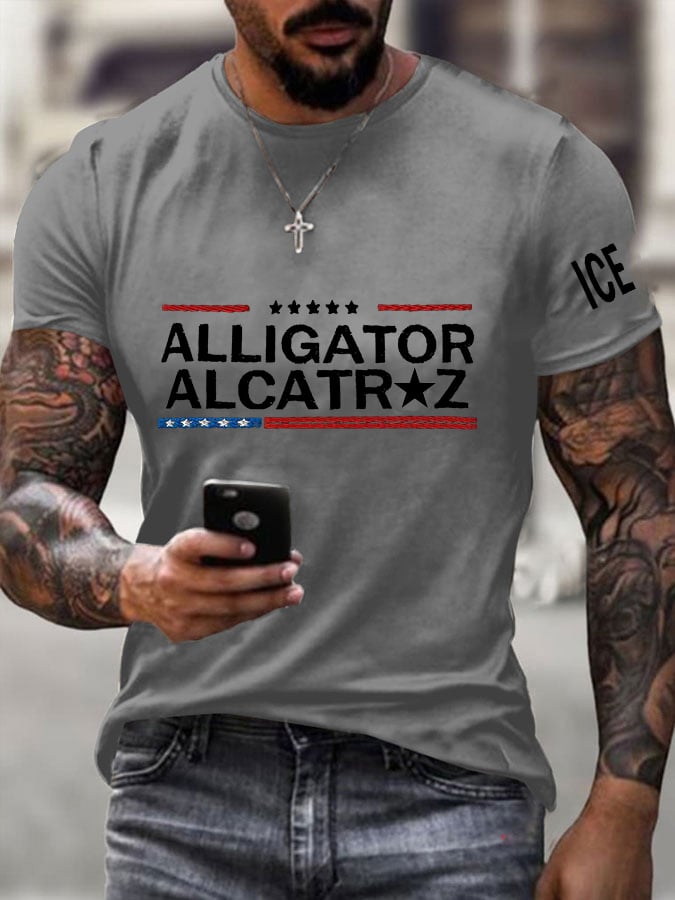 Men's Alligator Alcatraz Ice Print T-Shirt
