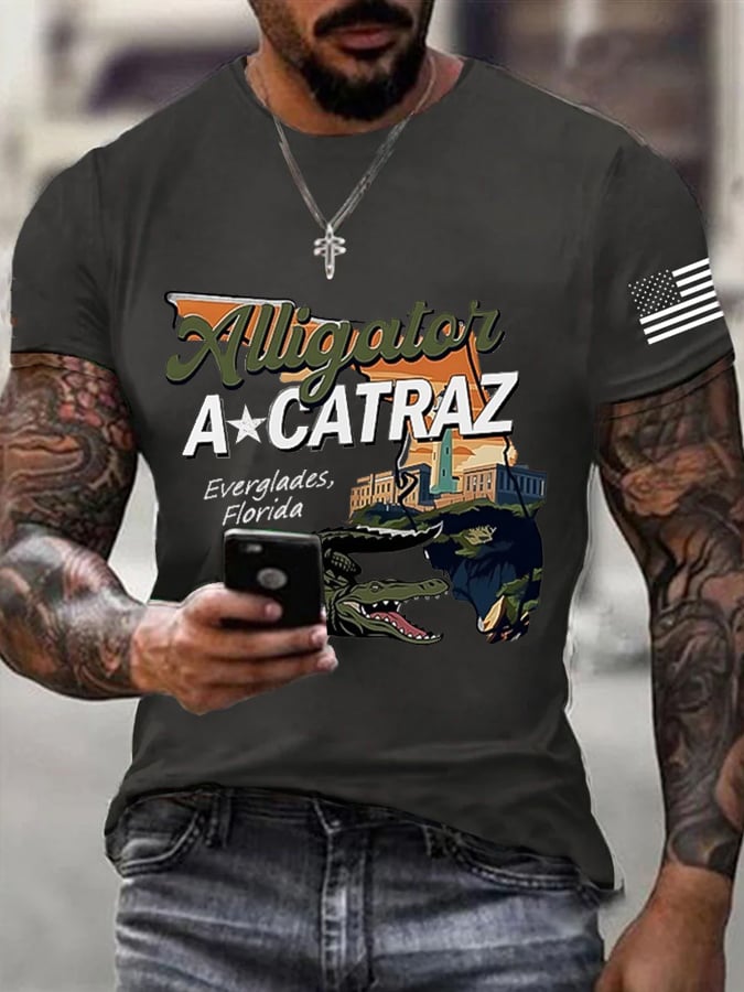 Men's Alligator Alcatraz Ice Print T-Shirt