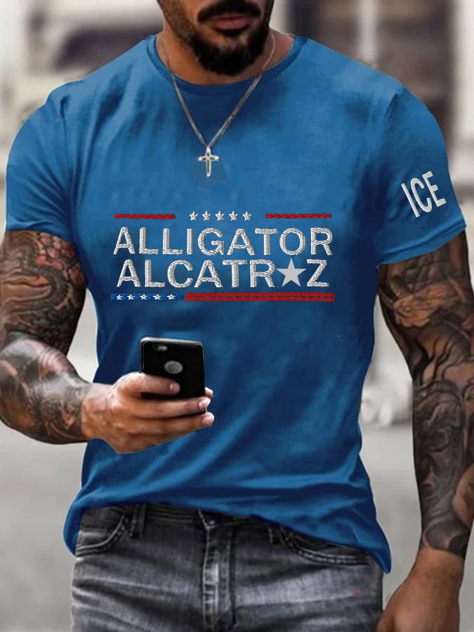 Men's Alligator Alcatraz Ice Print T-Shirt