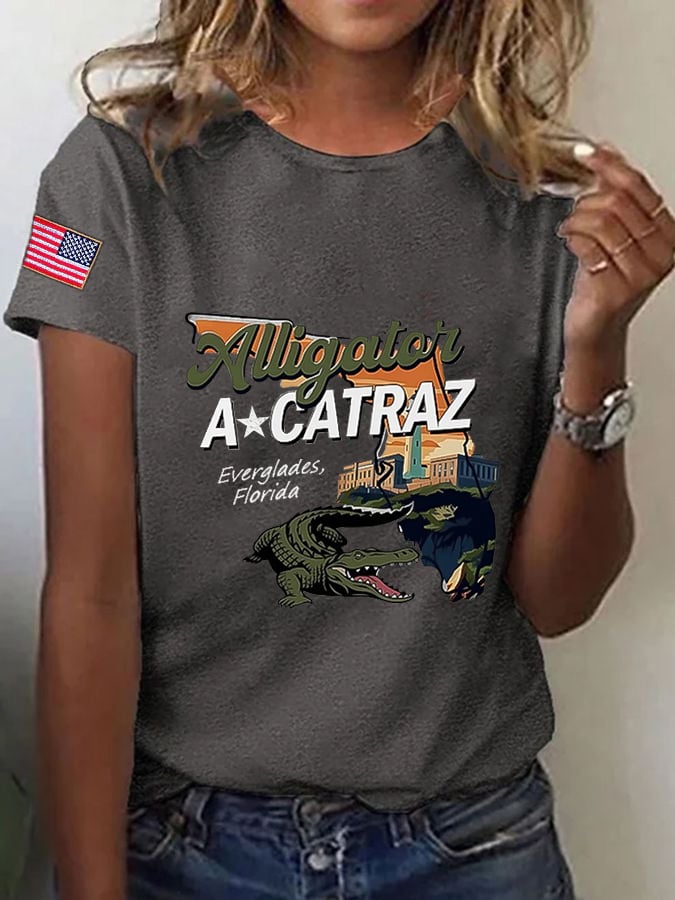 Women's Alligator Alcatraz Print T-shirt