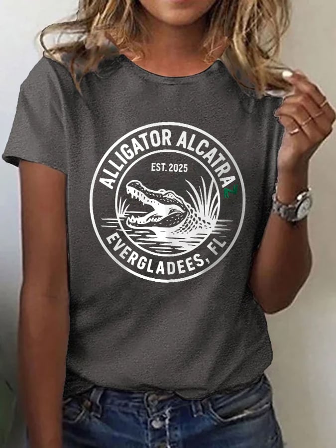 Women's Alligator Alcatraz Print T-shirt