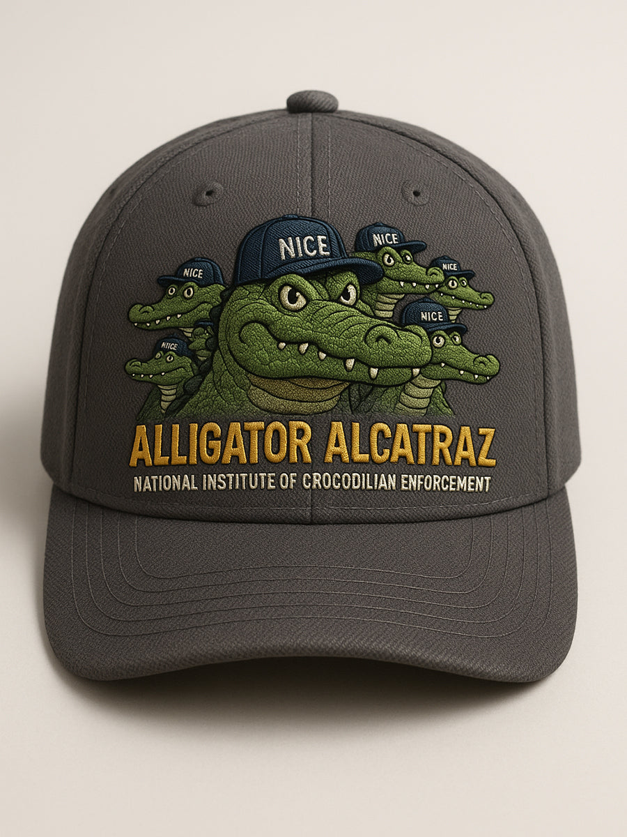 Retro Alligator Alcatraz Funny Florida Everglades Art Casual Prints Cap