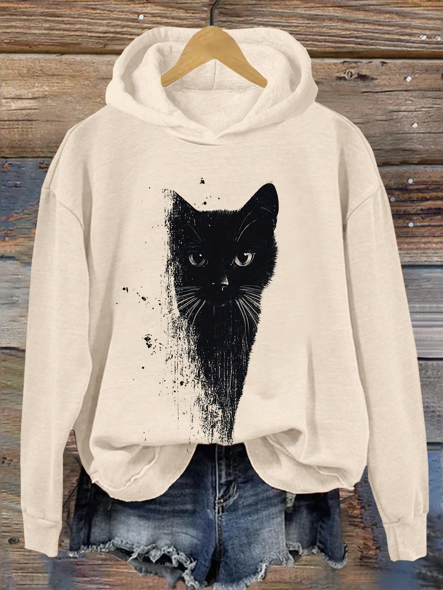 Cat Art Print Casual Hoodie