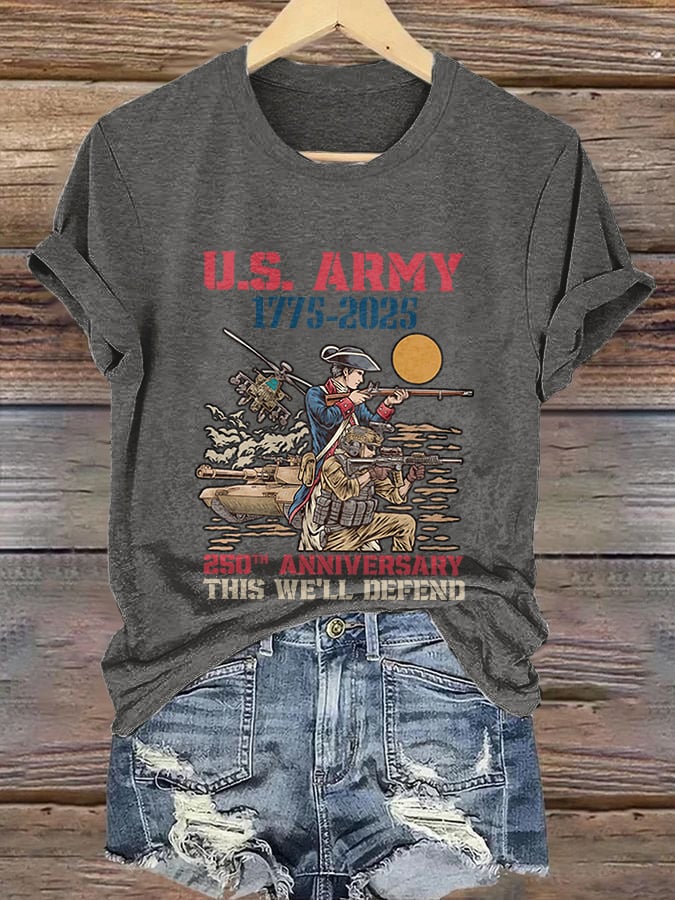 Retro U.S. Army 1775-2025 250th Anniversary This We'll Defend Print T-Shirt