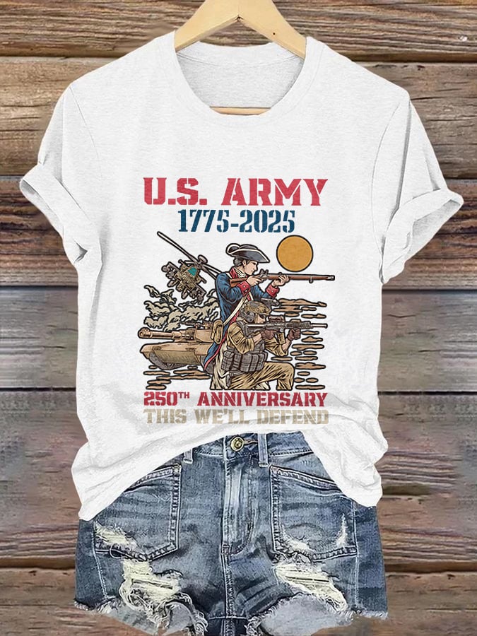 Retro U.S. Army 1775-2025 250th Anniversary This We'll Defend Print T-Shirt