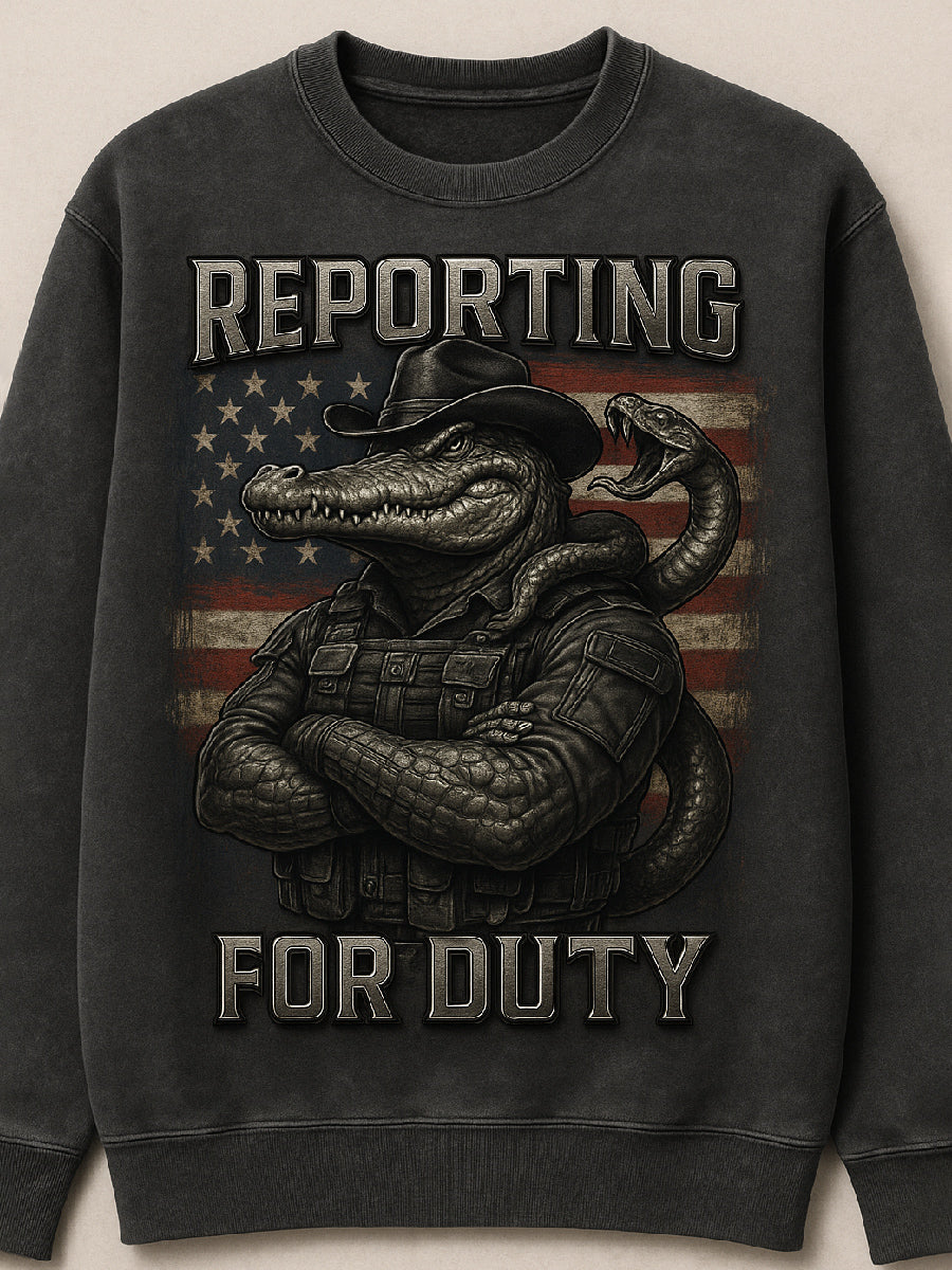 Vintage Alligator Alcatraz Fun Florida Everglades Art Print Casual Sweatshirt