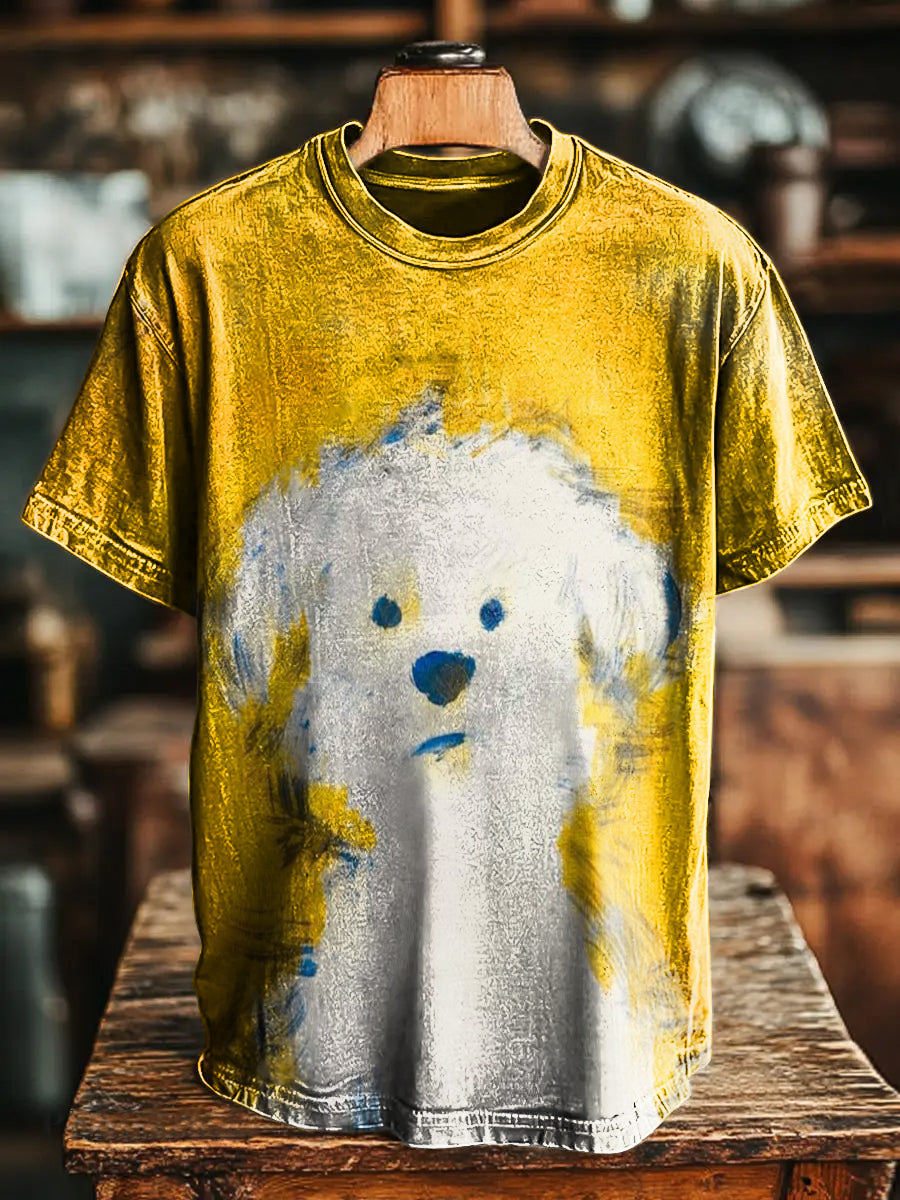 Cute Dog Print Casual Short Sleeve T-shirt