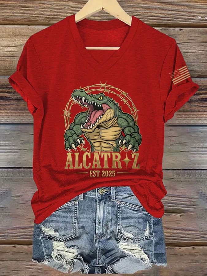 Women's Alligator Casual V-Neck T-Shirt