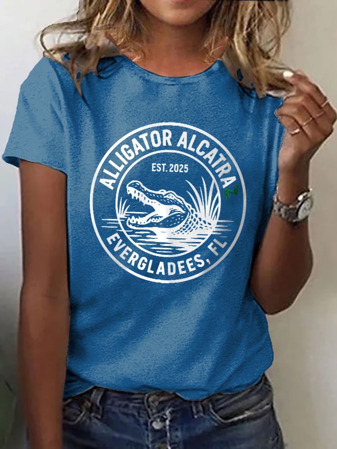 Women's Alligator Alcatraz Print T-shirt