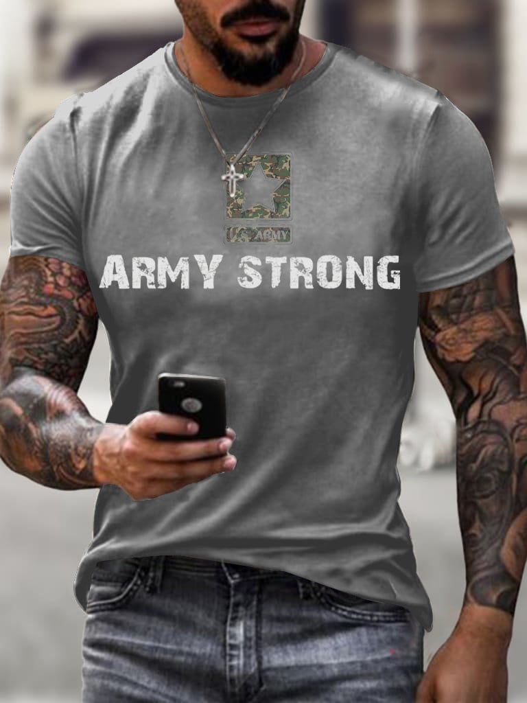 Men's USA ARMY Strong Printing T Shirt