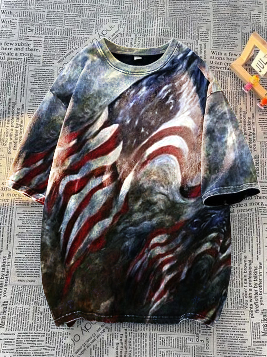 Unisex Independence Day Art Illustration Crew Neck Casual T-shirt