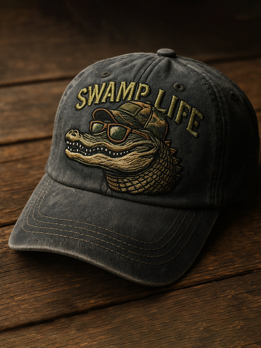Retro Alligator Alcatraz Funny Florida Everglades Art Casual Prints Cap