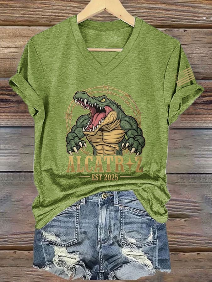 Women's Alligator Casual V-Neck T-Shirt