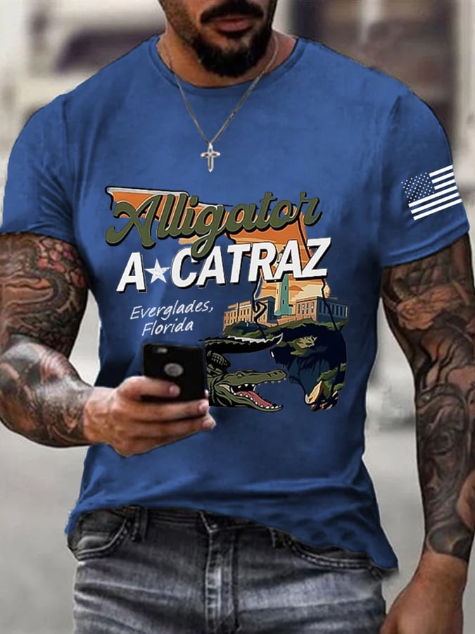 Men's Alligator Alcatraz Ice Print T-Shirt