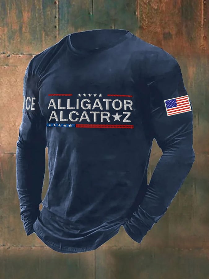 Men's Alligator Alcatraz Print Casual T-Shirt