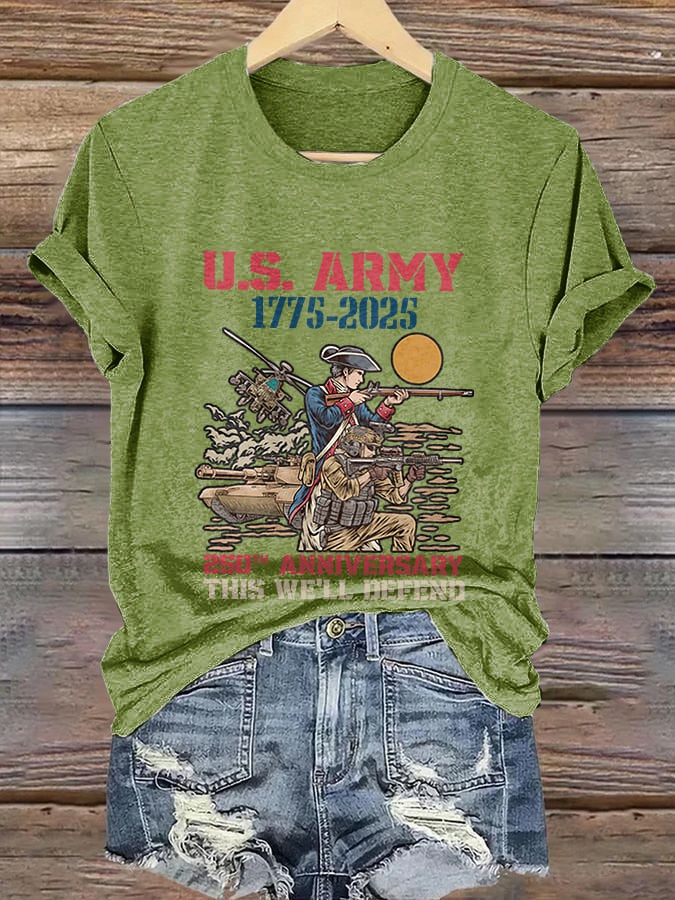 Retro U.S. Army 1775-2025 250th Anniversary This We'll Defend Print T-Shirt