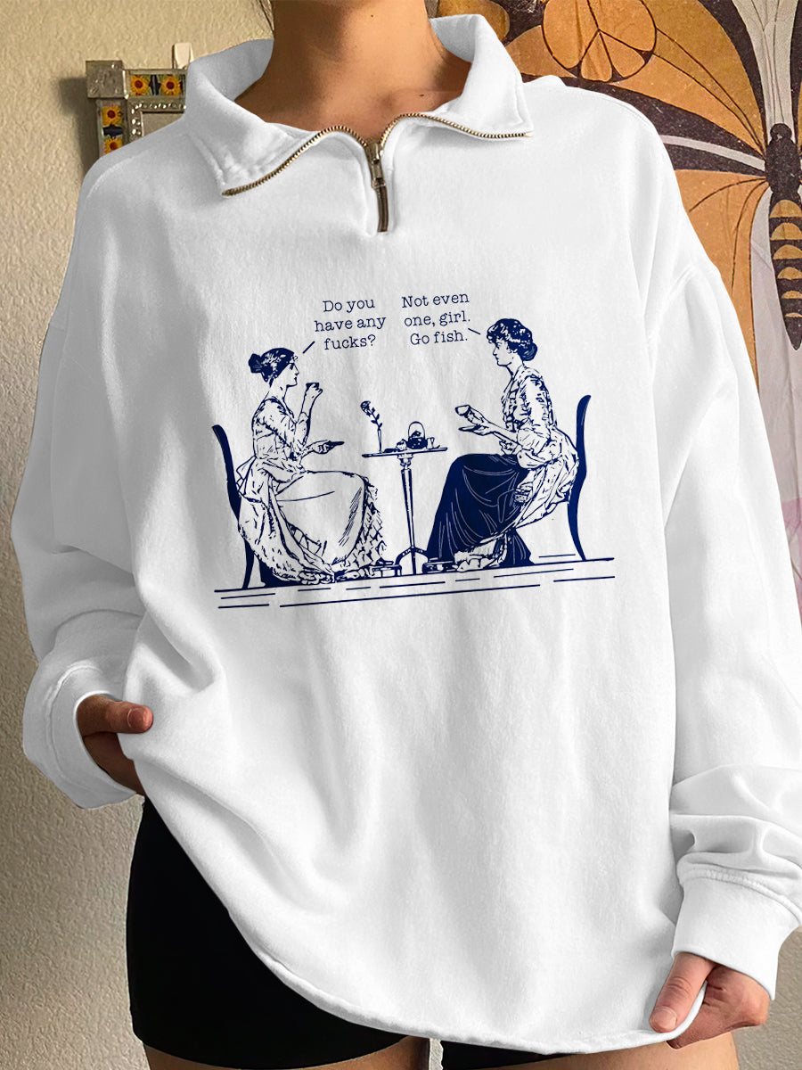 Women's Conversation Art Print Zip-Up Sweatshirt