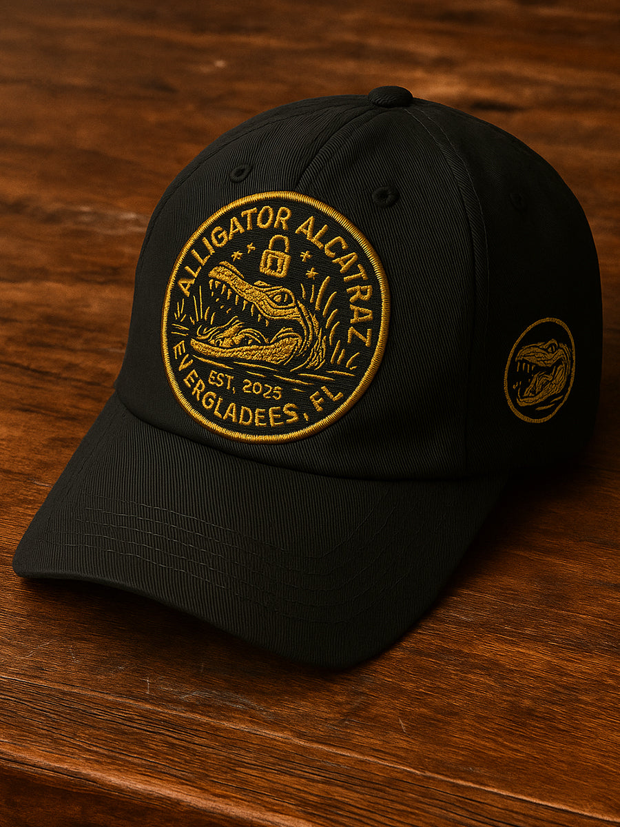 Retro Alligator Alcatraz Funny Florida Everglades Art Casual Prints Cap