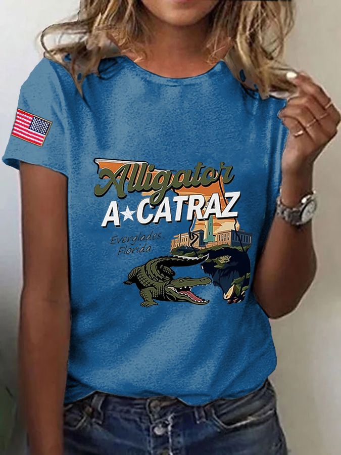 Women's Alligator Alcatraz Print T-shirt