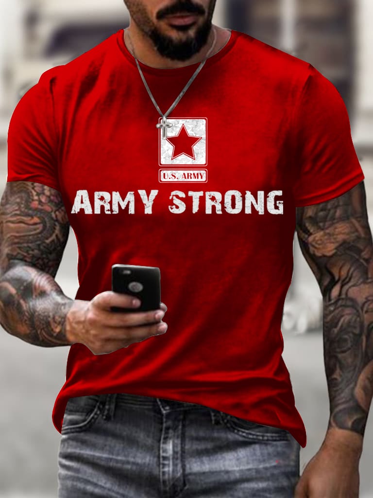 Men's USA ARMY Strong Printing T Shirt
