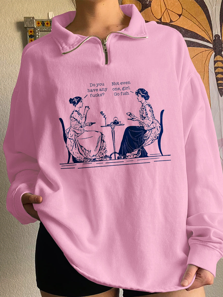 Women's Conversation Art Print Zip-Up Sweatshirt