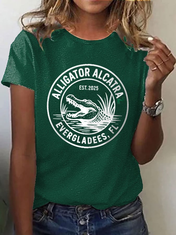 Women's Alligator Alcatraz Print T-shirt