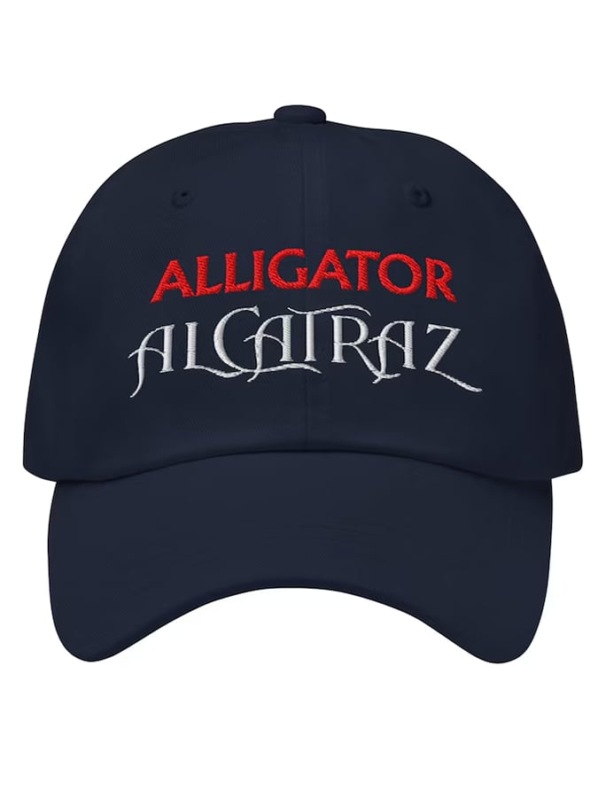 Unisex washed Alligator Alcatraz print hat
