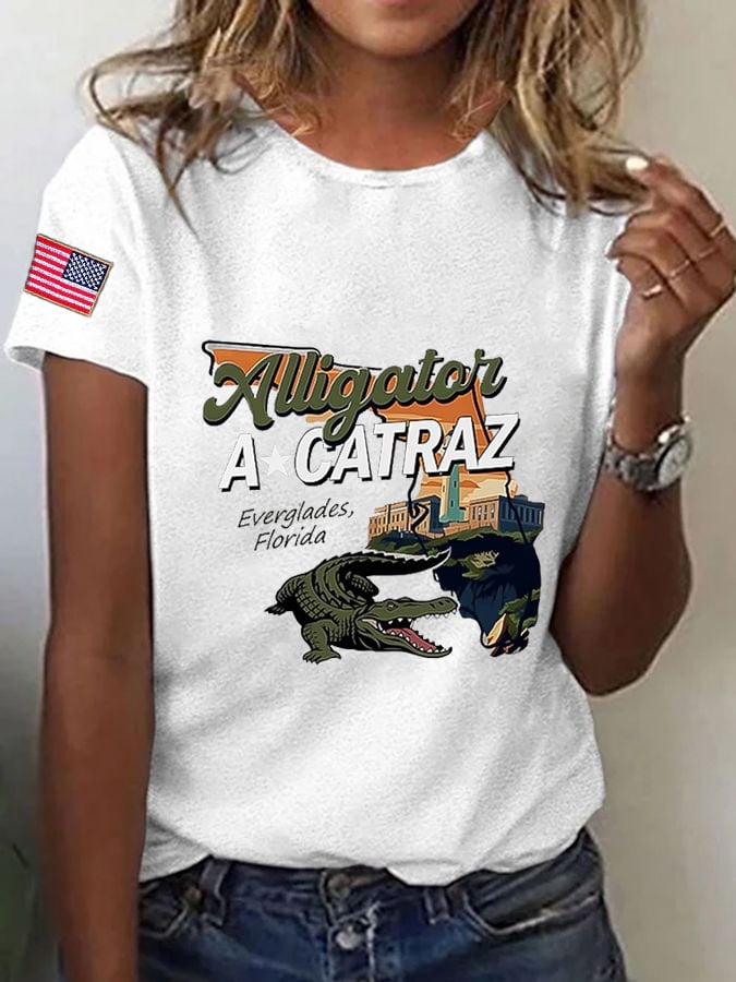 Women's Alligator Alcatraz Print T-shirt