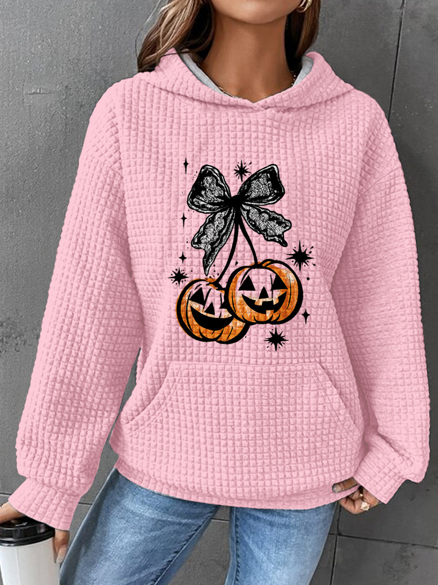Halloween Art Waffle Print Casual Sweatshirt