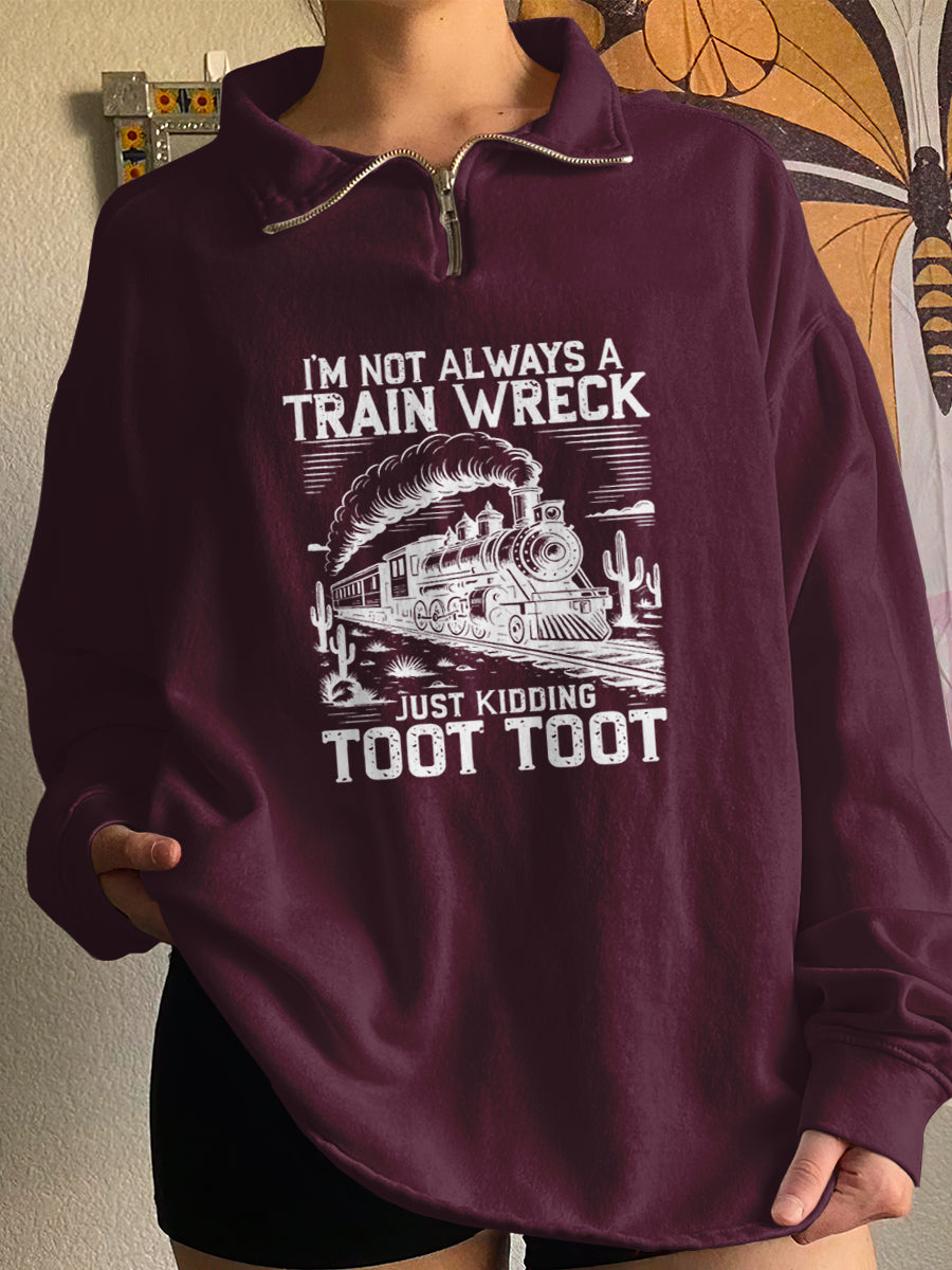 Train Scene Art Print Zip-Up Sweatshirt