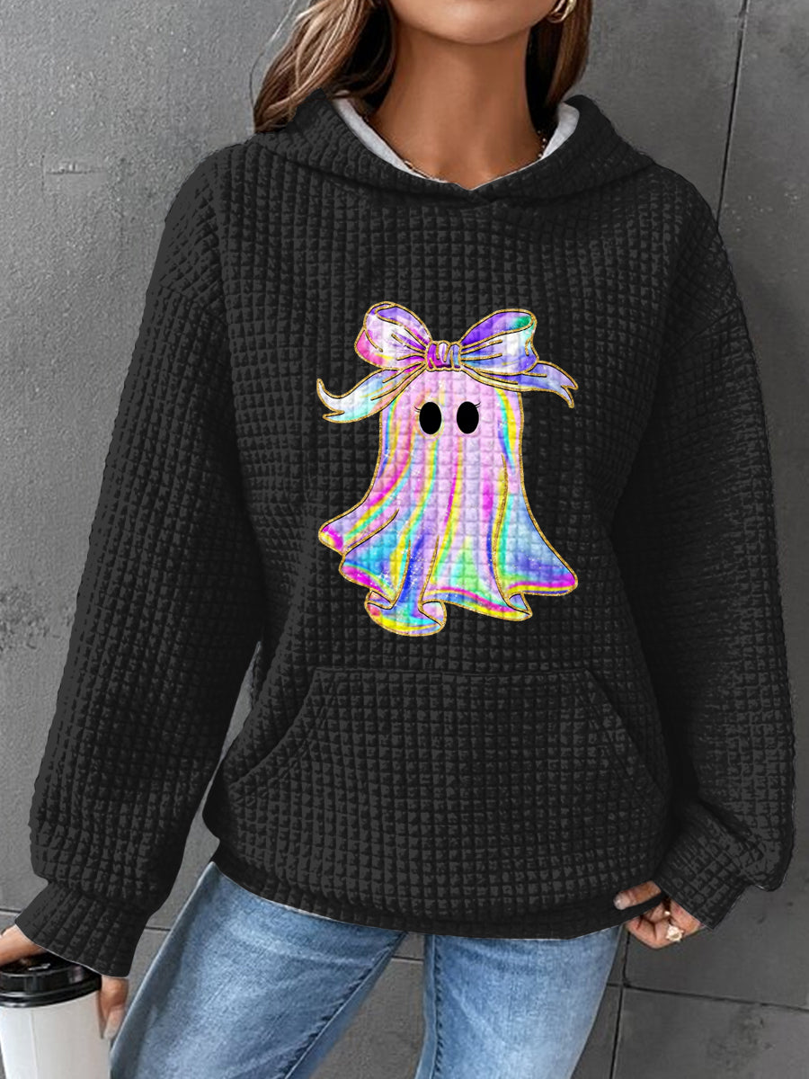 Halloween Art Waffle Print Casual Sweatshirt