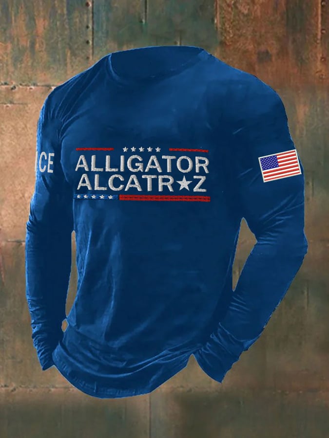 Men's Alligator Alcatraz Print Casual T-Shirt