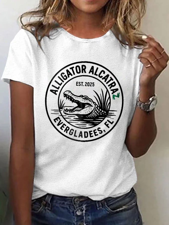 Women's Alligator Alcatraz Print T-shirt