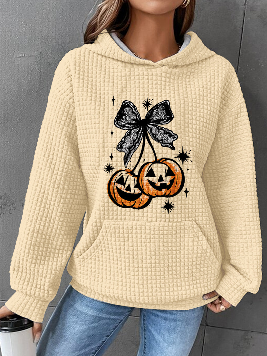Halloween Art Waffle Print Casual Sweatshirt