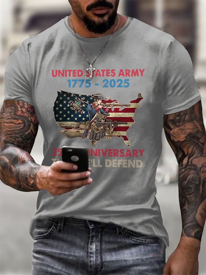 Men's Retro United States Army 1775 - 2025 250th Anniversary This We'll Defend Print T-Shirt