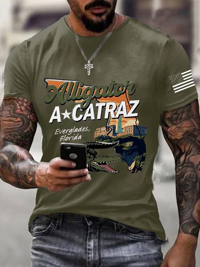 Men's Alligator Alcatraz Ice Print T-Shirt