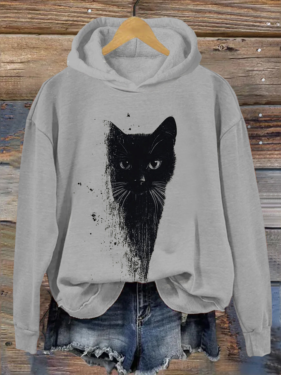 Cat Art Print Casual Hoodie