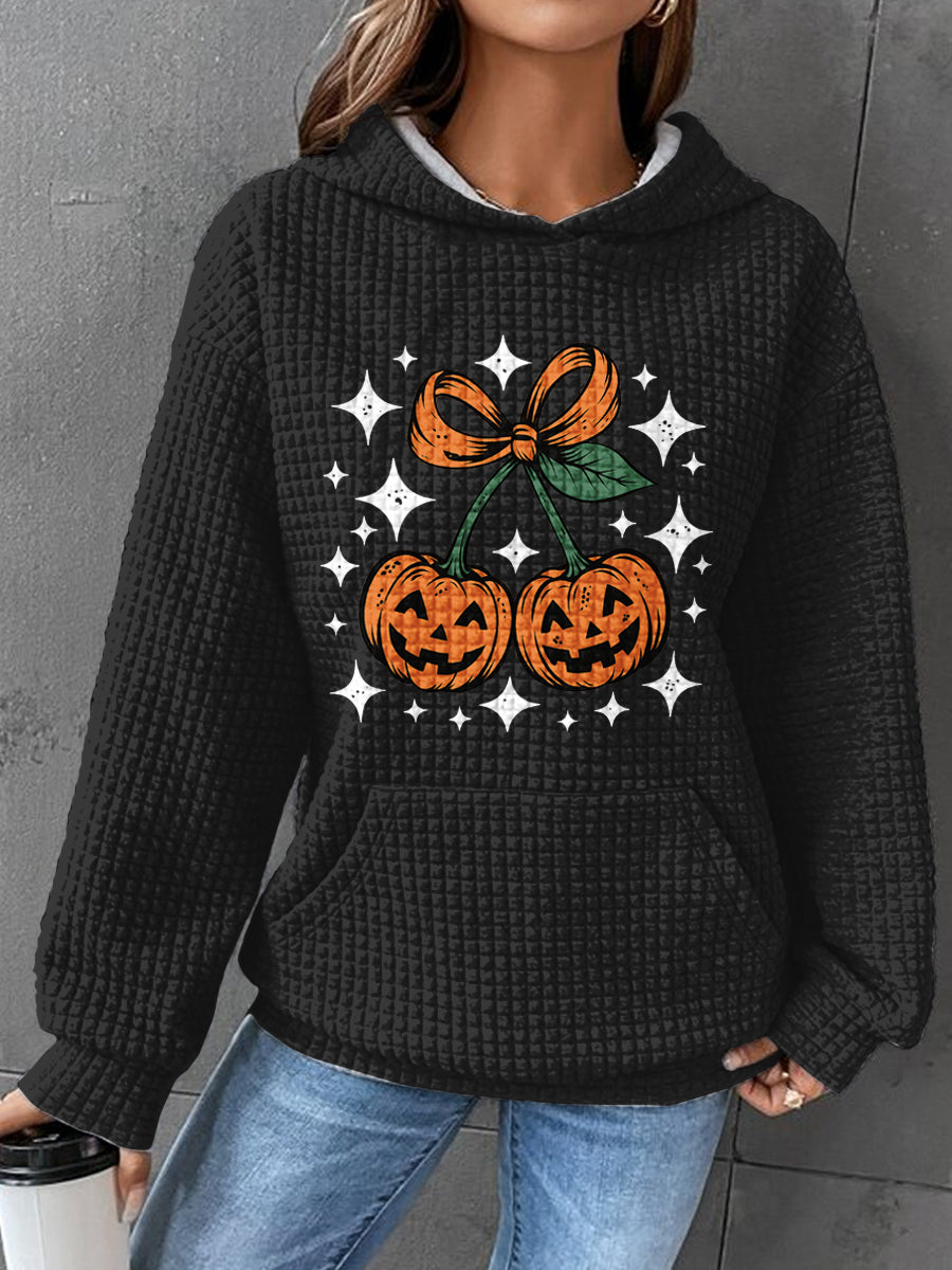 Halloween Art Waffle Print Casual Sweatshirt